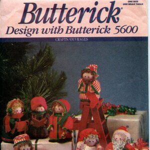Butterick 5600 Christmas Figures Craft Santa & Mrs Santa with Baby, Caroler
